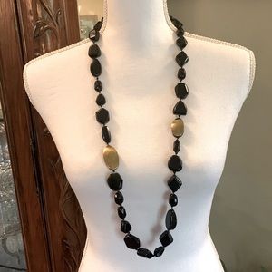 NEW Chicos Black and Dusted Gold with gold accents 21 inch necklace